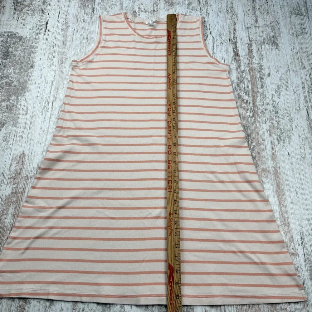 LAKE Pima Cotton Striped Sleeveless Shift Nightgown Peach Cream‎ Medium Natural